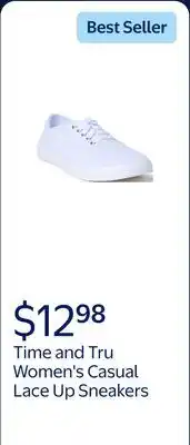 Walmart Time and Tru Women's Casual Lace Up Sneakers, Wide Width Available offer