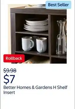 Walmart Better Homes & Gardens H Shelf Insert for Cube Organizers, Tobacco Oak offer