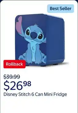 Walmart Disney Stitch Blue 6 Can AC Mini Fridge Thermoelectric Cooler offer