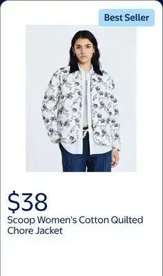 Walmart Scoop Women's and Women's Plus Cotton Quilted Chore Jacket, Midweight, Sizes XS-4X offer