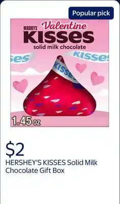 Walmart HERSHEY'S KISSES Solid Milk Chocolate, Valentine's Candy Gift Box, 1.45 oz offer