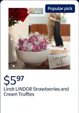Walmart Lindt LINDOR Valentine's Day Strawberries and Cream White Chocolate Candy Truffles, 5.1 oz. Bag offer