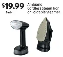 Aldi Ambiano Cordless Steam Iron or Foldable Steamer offer