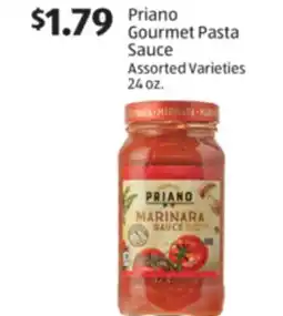 Aldi Priano Gourmet Pasta Sauce offer