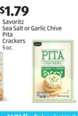 Aldi Savoritz Sea Salt or Garlic Chive Pita Crackers offer