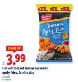Lidl Harvest Basket frozen seasoned curly fries, family size offer