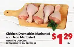 Vallarta Supermarkets Chicken Drumsticks Marinated and Non Marinated/PIERNITAS DE POLLO PREPARADAS Y SIN PREPARAR offer