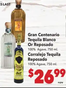 Vallarta Supermarkets Gran Centenario Tequila Blanco Or Reposado offer