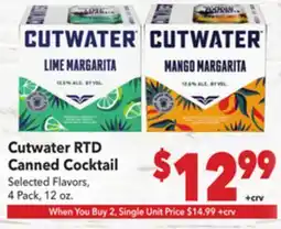 Vallarta Supermarkets Cutwater RTD Canned Cocktail offer