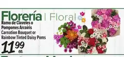 El Super Fresh Carnation Bouquet or Rainbow Tinted Daisy Poms offer