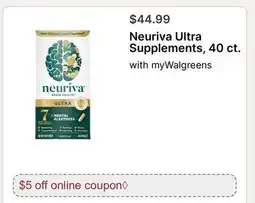 Walgreens Neuriva Ultra Supplements, 40 ct offer