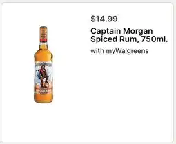 Walgreens Captain Morgan Spiced Rum, 750ml offer