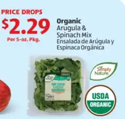 Aldi Organic Arugula & Spinach Mix offer