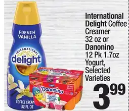 Super King Markets International Delight Coffee Creamer 32 oz or Danonino 12 Pk 1.7oz Yogurt offer