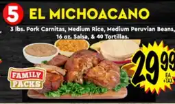 Superior Grocers 3 lbs. Pork Carnitas, Medium Rice, Medium Peruvian Beans 16 oz. Salsa, & 40 Tortillas offer