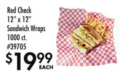 Smart & Final Red Check 12 x 12 Sandwich Wraps offer