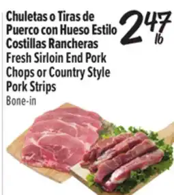 El Super Fresh Sirloin End Pork Chops or Country Style Pork Strips offer