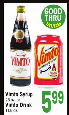 Jewel-Osco Vimto Syrup 25 oz. or Vimto Drink 11.8 oz offer
