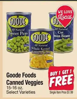 Jewel-Osco Goode Foods Canned Veggies offer