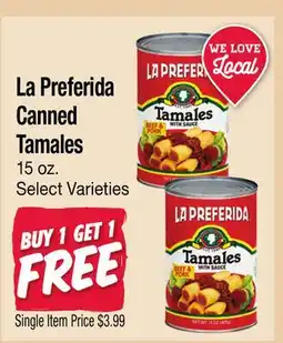 Jewel-Osco La Preferida Canned Tamales offer