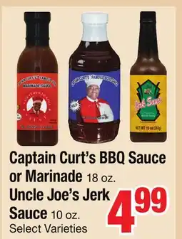 Jewel-Osco Captain Curt's BBQ Sauce or Marinade 18 oz. Uncle Joe's Jerk Sauce 10 oz offer