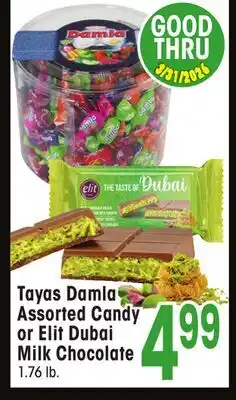 Jewel-Osco Tayas Damla Assorted Dubai or Elit Dubai Milk Chocolate offer