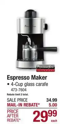Menards Espresso Maker offer