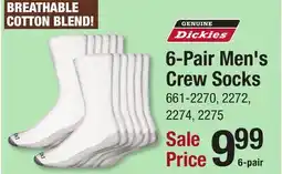 Menards 6-Pair Men's Crew Socks offer