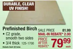 Menards Prefinished Birch offer