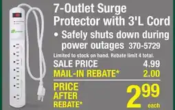 Menards 7-Outlet Surge Protector with 3'L Cord offer