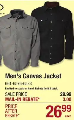 Menards Men's Canvas Jacket offer