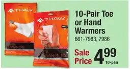 Menards 10-Pair Toe or Hand Warmers offer