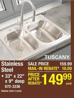 Menards Tuscany Stainless Steel offer