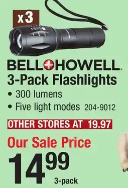 Menards BELL HOWELL 3-Pack Flashlights offer