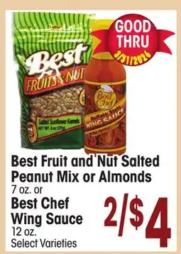 Jewel-Osco Best Fruit and Nut Salted Peanut Mix or Almonds 7 oz. or Best Chef Wing Sauce 12 oz offer