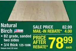 Menards 4x8 Natural Birch PLYWOOD offer