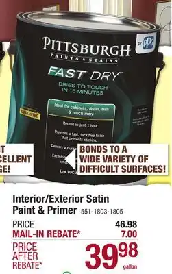 Menards Interior/Exterior Satin Paint & Primer offer