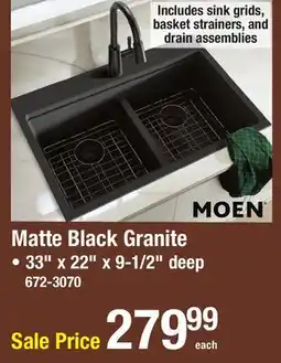 Menards MOEN Matte Black Granite offer