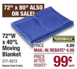 Menards 72W x 40L Moving Blanket offer