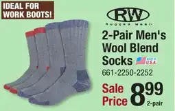 Menards 2-Pair Men's Wool Blend Socks offer