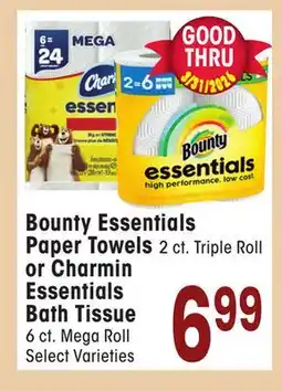 Jewel-Osco Bounty Essentials Paper Towels 2 ct. Triple Roll or Charmin Essentials Bath Tissue offer