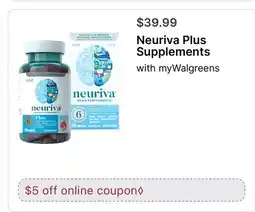 Walgreens Neuriva Plus Supplements with myWalgreens offer