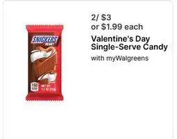 Walgreens Valentine's Day Single-Serve Candy with myWalgreens offer