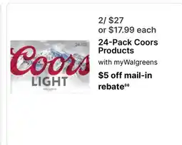 Walgreens 24-Pack Coors Products offer