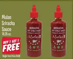 Jewel-Osco Mulan Sriracha Sauce offer