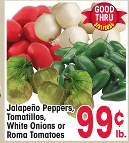 Jewel-Osco Jalapeño Peppers, Tomatillos, Tomatillos, White Onions or White Onions or Roma Tomatoes offer