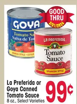 Jewel-Osco La Preferida or Goya Canned Tomato Sauce offer