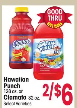 Jewel-Osco Hawaiian Punch 128 oz. or Clamato 32 oz offer