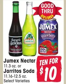 Jewel-Osco Jumex Nectar 11.3 oz. or Jarritos Soda 11.16-12.5 oz offer