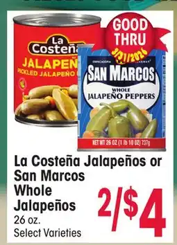 Jewel-Osco La Costeña Jalapeños or San Marcos Whole Jalapeños offer